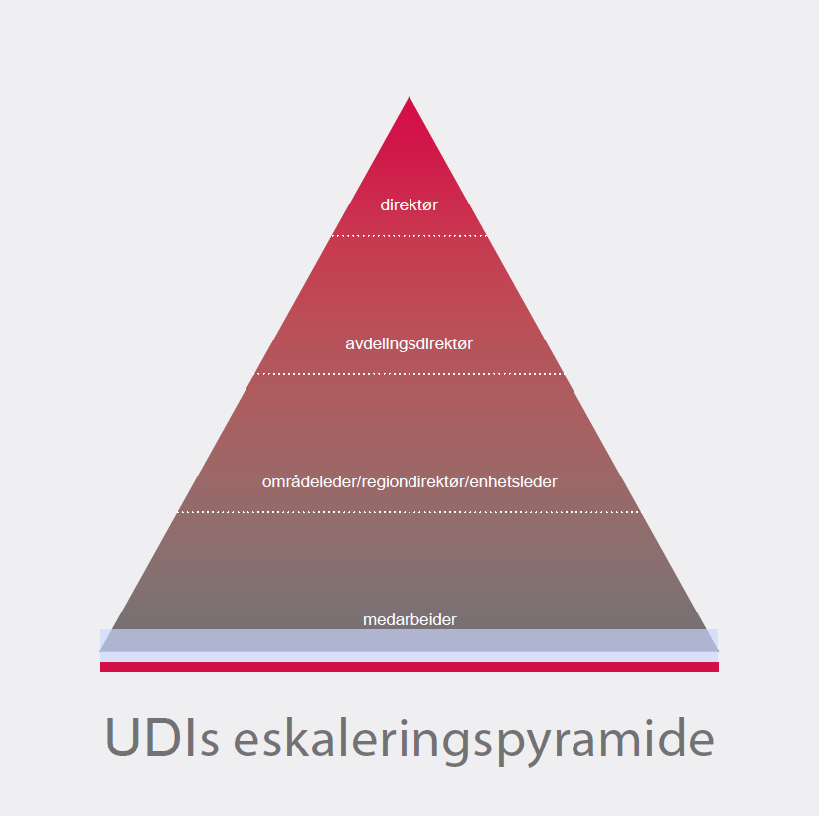 The picture shows UDI's escalation pyramid